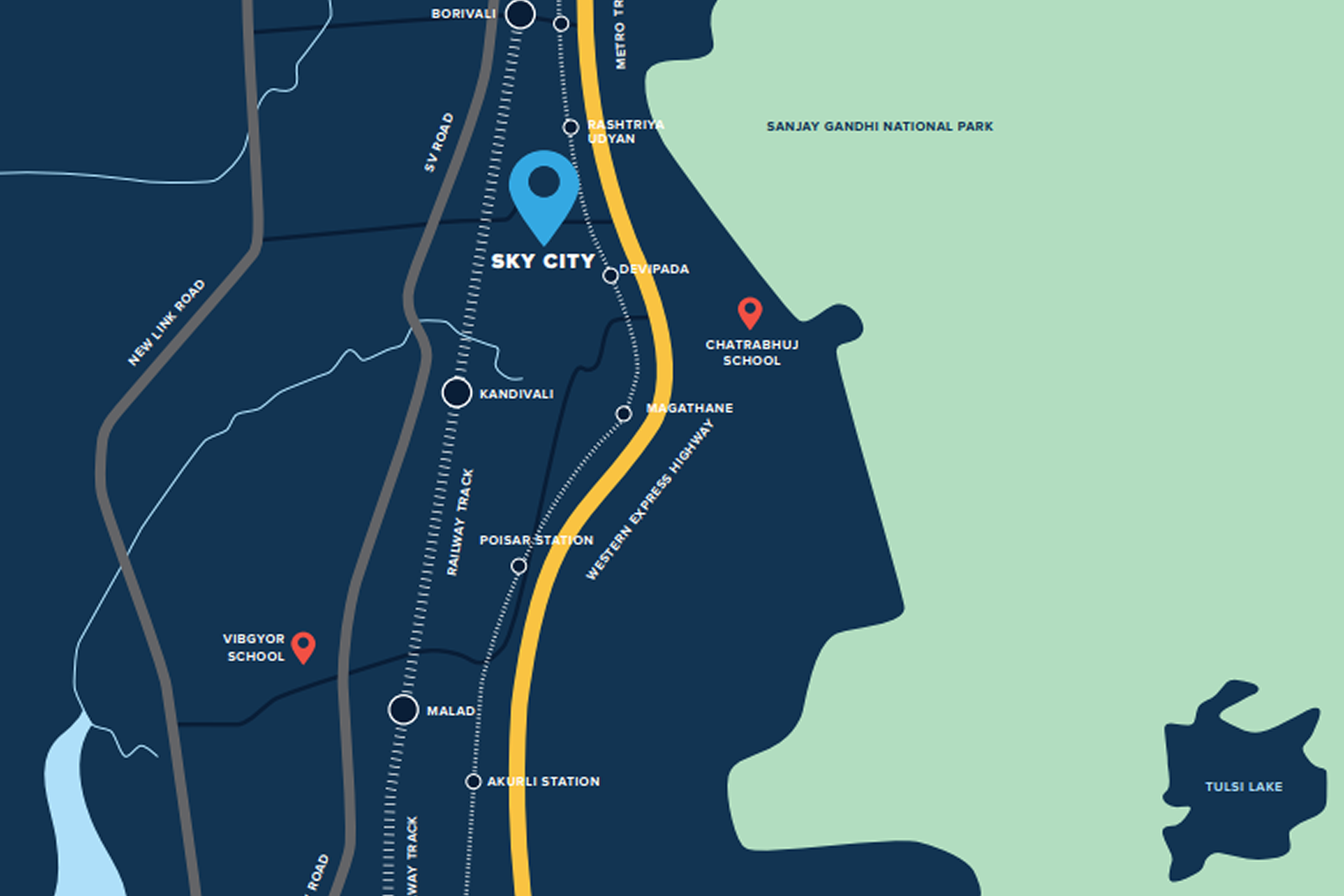 Oberoi Sky City Location Map